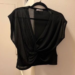 Black short sleeve zara top